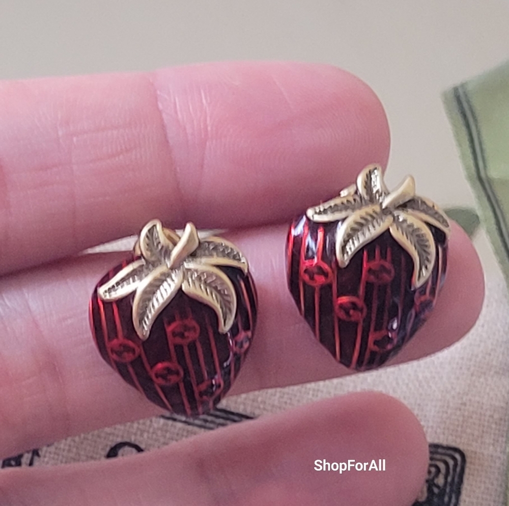 Gucci Red and Black Strawberry Earrings - Picture 5 of 10